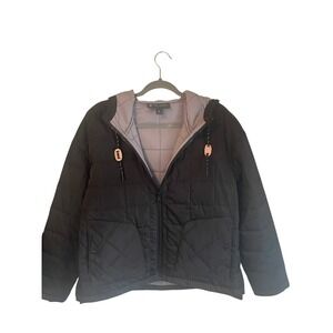 Free Country Women's Black Quilted Hooded Jacket Size Medium Lightweight Warm
